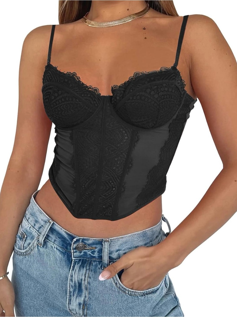 Black Lace Bustier Top